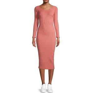 Long sleeve ribbed dress rose size large